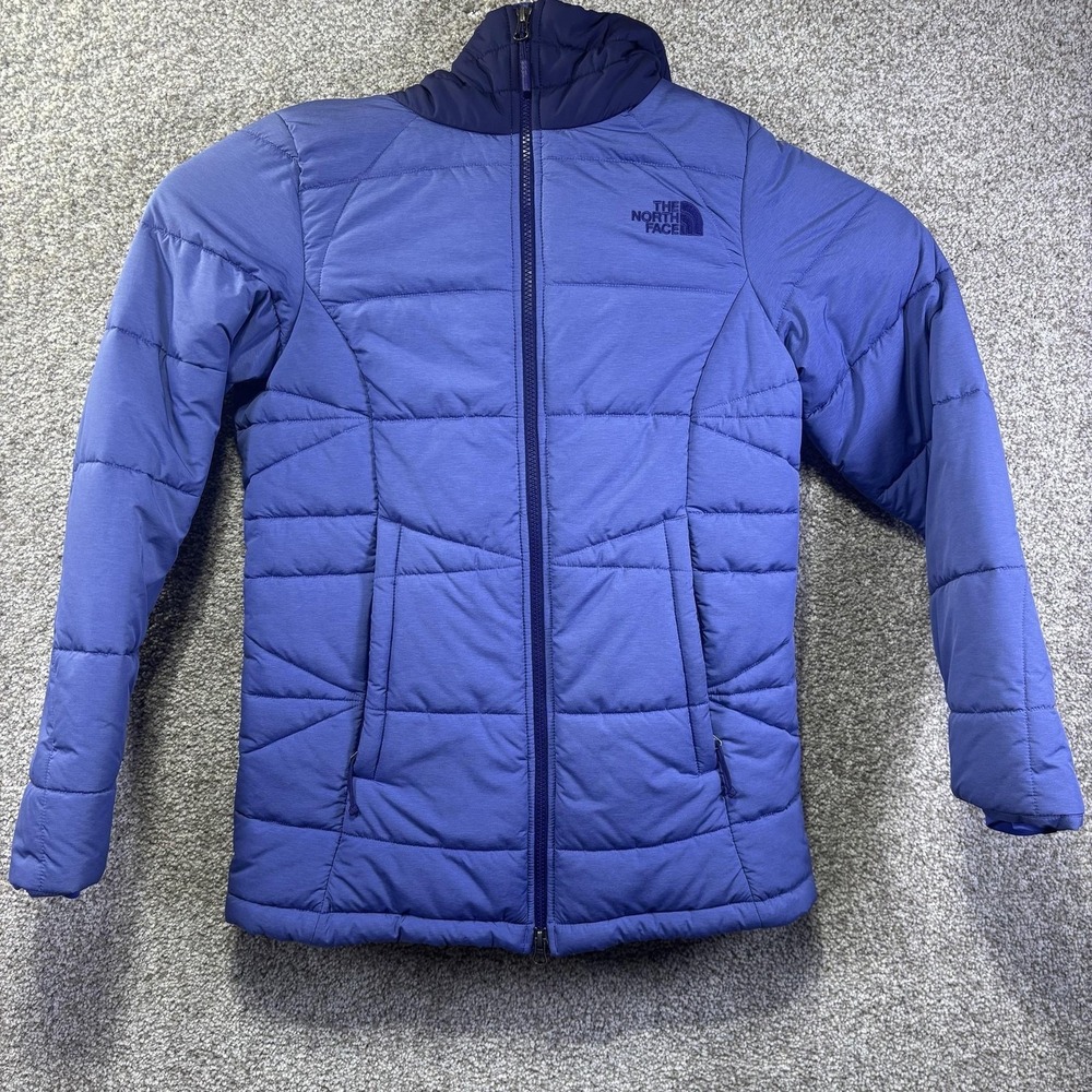 The North Face Jacket Womens Medium Blue Hooded Quilted Puffer Full Zip Warm - Picture 2 of 10